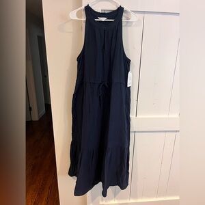 Navy Gauze Maxi Dress